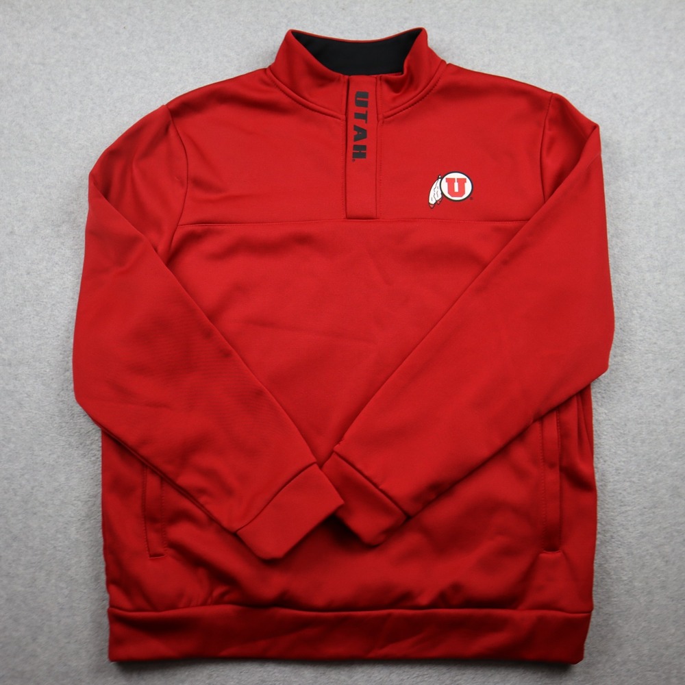Utah Utes Colosseum Pullover Mens XL Red NCAA Snap Mock Neck Performance Fleece